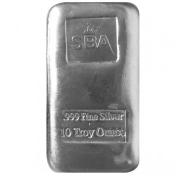 10 oz Fine Silver Bullion Cast Bar
